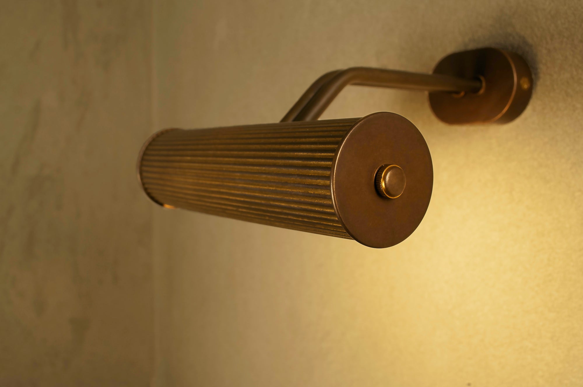 Handcrafted picture light by Transmitt. Aged brass. Mid-Century Inspired. Made in Australia.