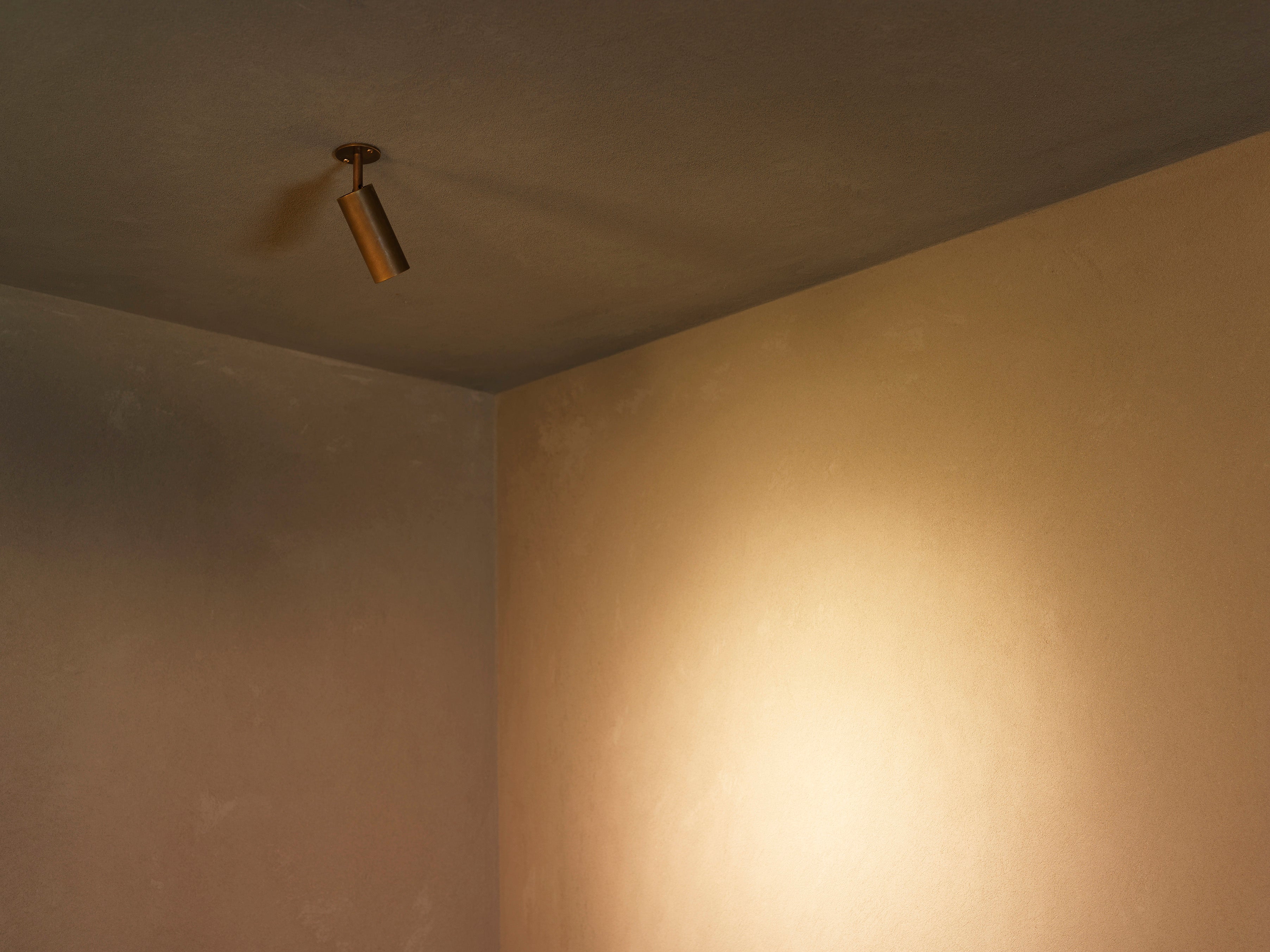 Handcrafted mini adjustable spot by Transmitt. Aged brass. Mid-Century Inspired. Made in Australia.